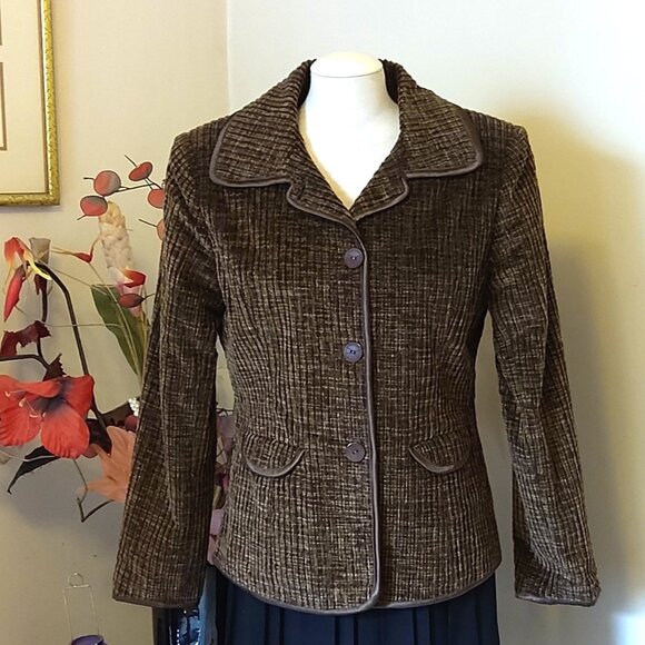 NWT Comfy Lined Brown Blazer Jacket Spring Fall Winter Jackets Tag Size M - Picture 5 of 6